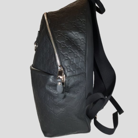 GUCCI Black Embossed Guccissima Leather Backpack main image 6